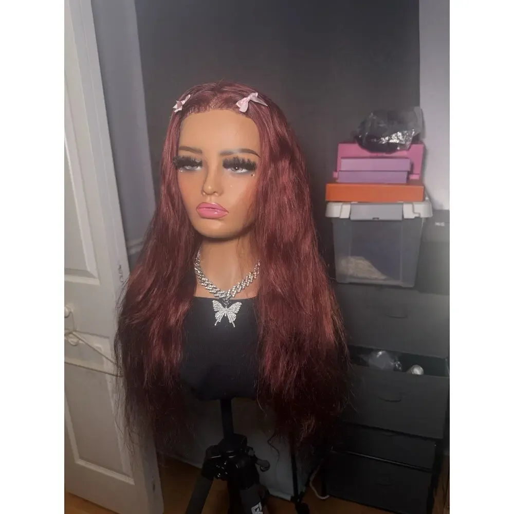 100% Human Hair 13x4 Lace Front Wig Burgundy